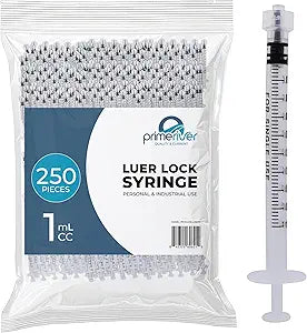 Bulk Pack | 1mL Luer Lock Syringe | Professional, Industrial, and Personal Use | 250 Pcs